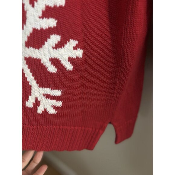 Vintage Quacker Factory Sweater Womens 1X Red Snowflake Christmas Ramie Cotton - Picture 6 of 9